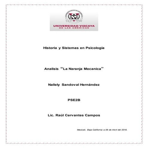 Analisis   la naranja mecanica
