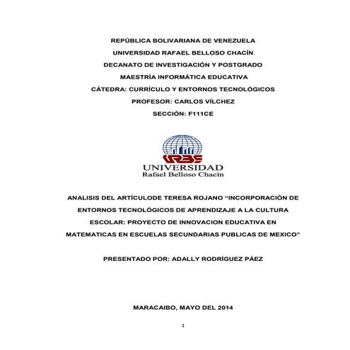 Analisis articulo incorporacion de entornos