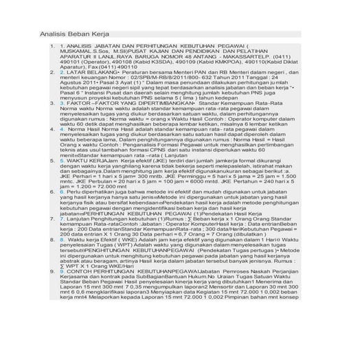 Analisis beban kerja