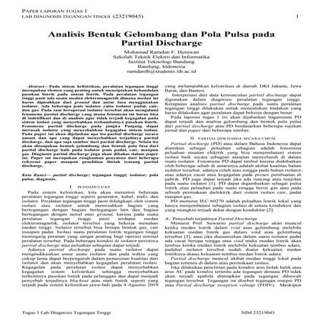 Analisis bentuk gelombang dan pola pulsa pada pd