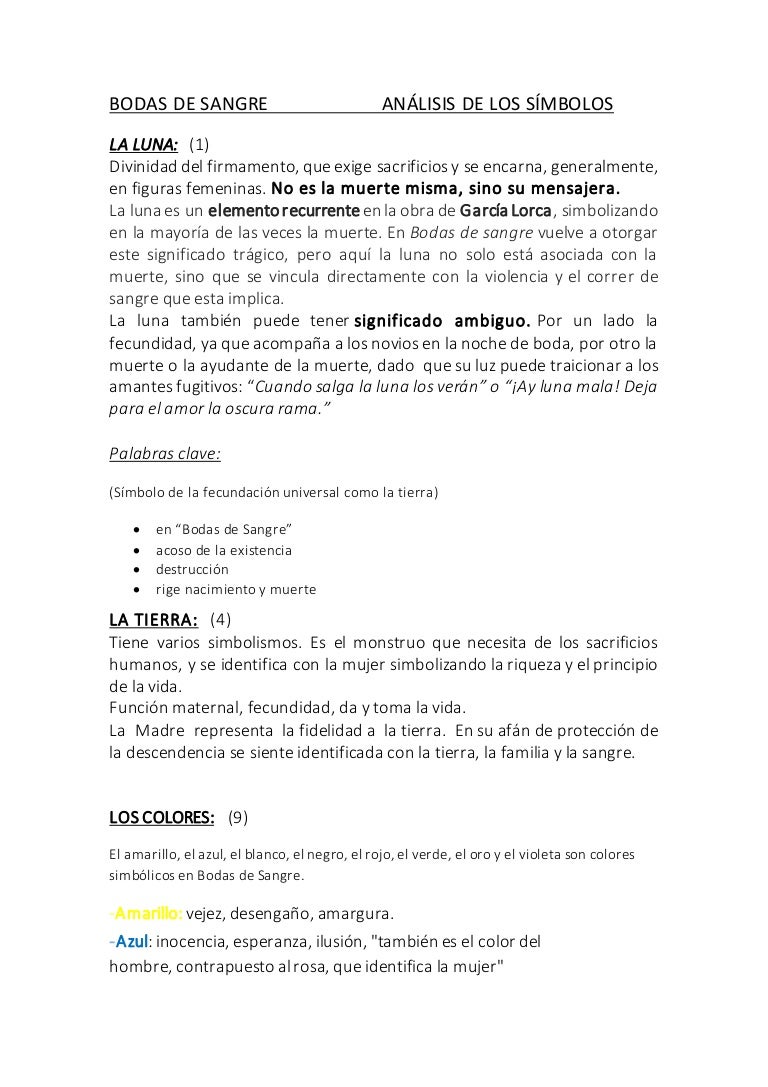 Analisis bodas de sangre