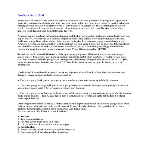 Analisis butir soal