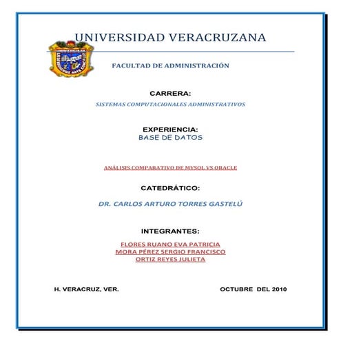 Analisis comparativo de mysql vs oracle