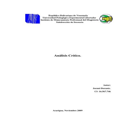 Analisis critico de la Ley Organica de Educación y el Codigo de Ética de la U...