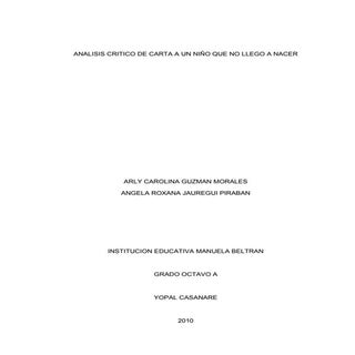 Analisis critico de carta a un niño...