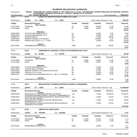 Analisis de costos unitarios
