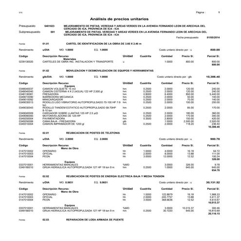 Analisis de costos  unitarios leon arechua