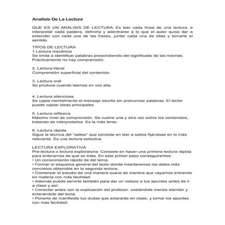 Analisis de la lectura