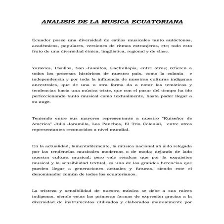 Analisis De La Musica Ecuatoriana