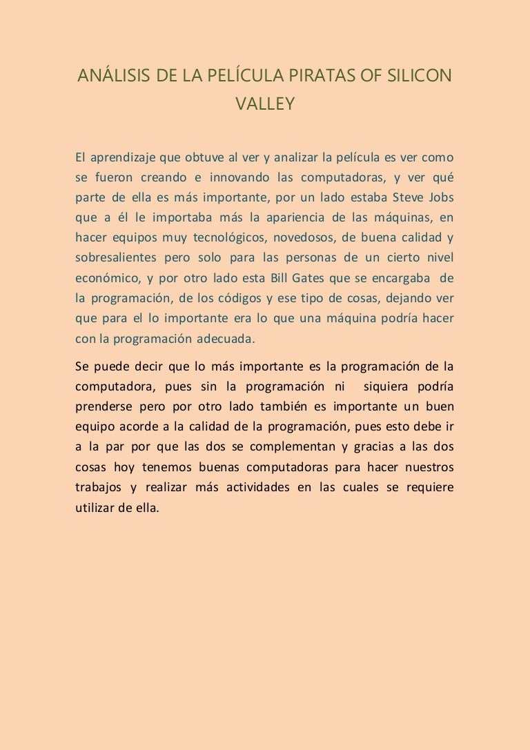 Analisis De La Pelicula Piratas Of Silicon Valley