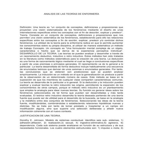 Analisis de las teorías de enfermería