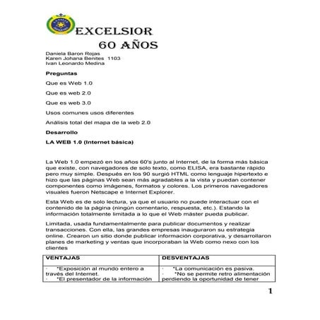 Analisis de la web 1.0 y 2.0 y 3.0