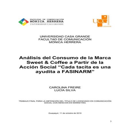 Analisis del consumo de la marca sweet y coffee | PDF