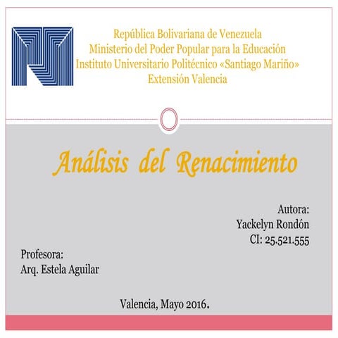 Analisis del renacimiento