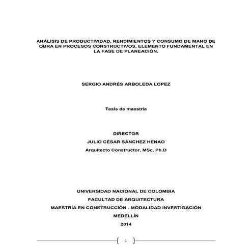 Analisis de productividad construccion