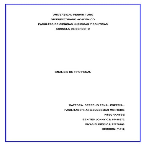 Analisis derecho penal especial