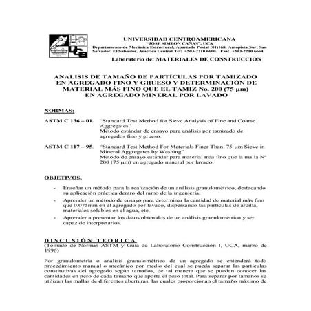Analisis de tamaño de partículas por tamizado