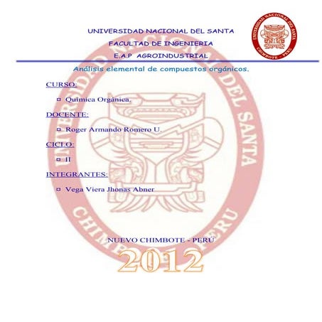 Analisis elemental de compuestos organicos