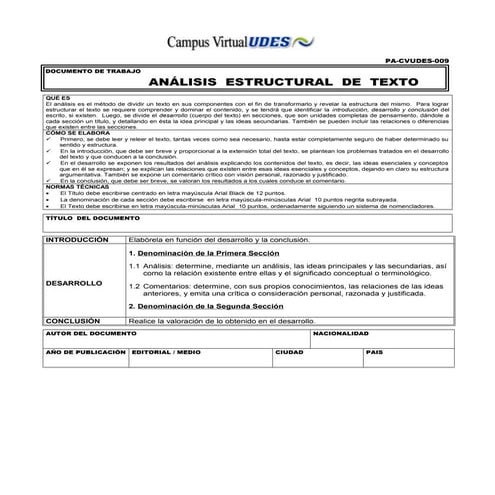 Analisis estructural de texto