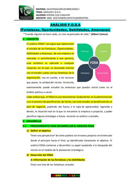 Matriz Foda Enfermera Anlisis Foda Prueba Gratuita Analisis FODA De