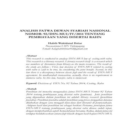 Analisis fatwa dewan syariah nasional nomor 92 dsn mui 2014 tentang pembiayaa...