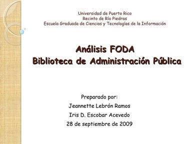Análisis FODA Biblioteca de Administración Pública, UPRRP