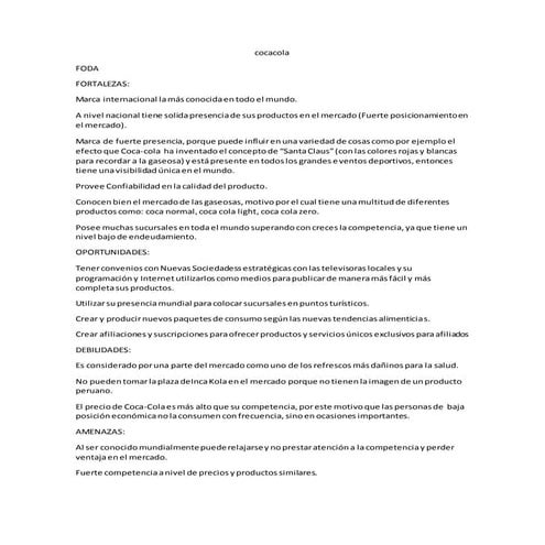Analisis foda de cocacola