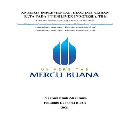 ANALISIS IMPLEMENTASI DIAGRAM ALIRAN DATA PADA PT UNILIVER INDONESIA, TBK