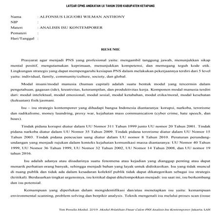 Analisis Isu Kontemporer