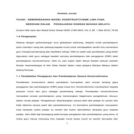 KEBERKESANAN MODEL KONSTRUKTIVISME LIMA FASA NEEDHAM DALAM  PENGAJARAN KOMSAS...