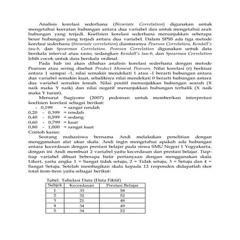 Analisis korelasi sederhana