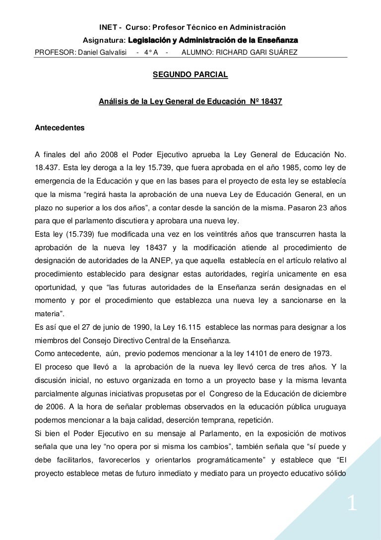 Analisis Ley General Educacion Legislacion