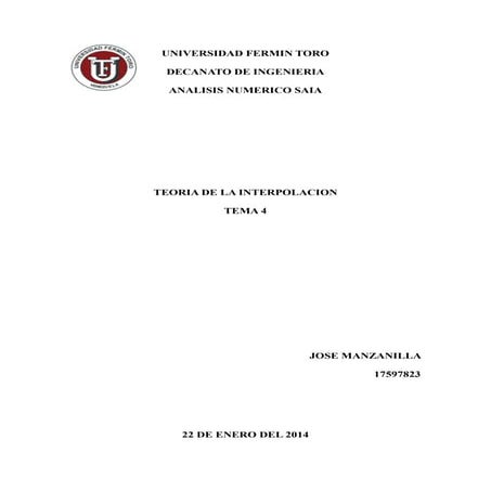 Analisis numerico . TEMA 4 JOSE MANZANILLA