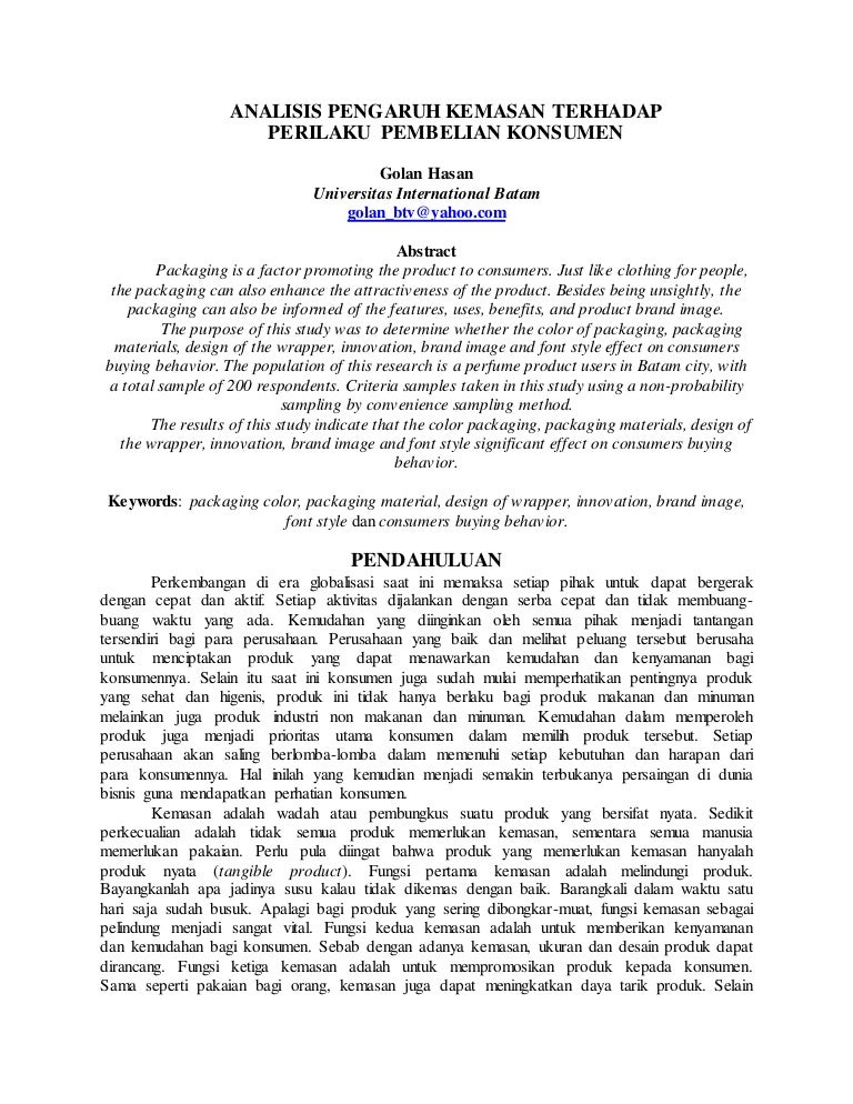 Analisis Pengaruh Kemasan Terhadap Perilaku Pembelian Konsumen