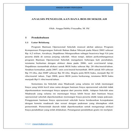 Analisis pengelolaan dana bos