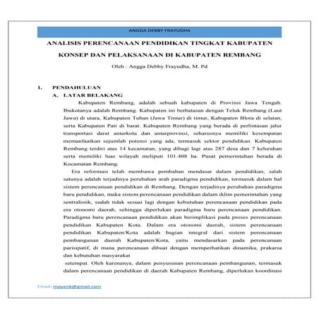Analisis perancangan pendidikan tingkat kabupaten
