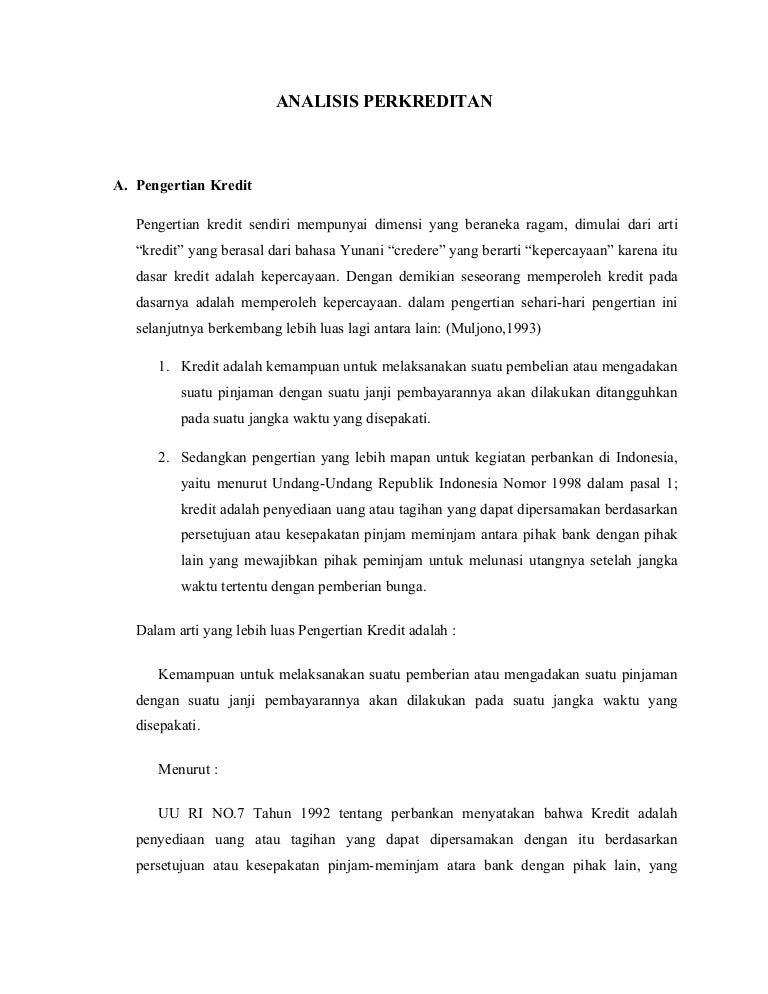 Analisis Perkreditan