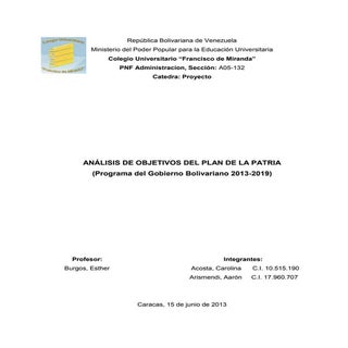 ANÁLISIS DE OBJETIVOS DEL PLAN DE L...