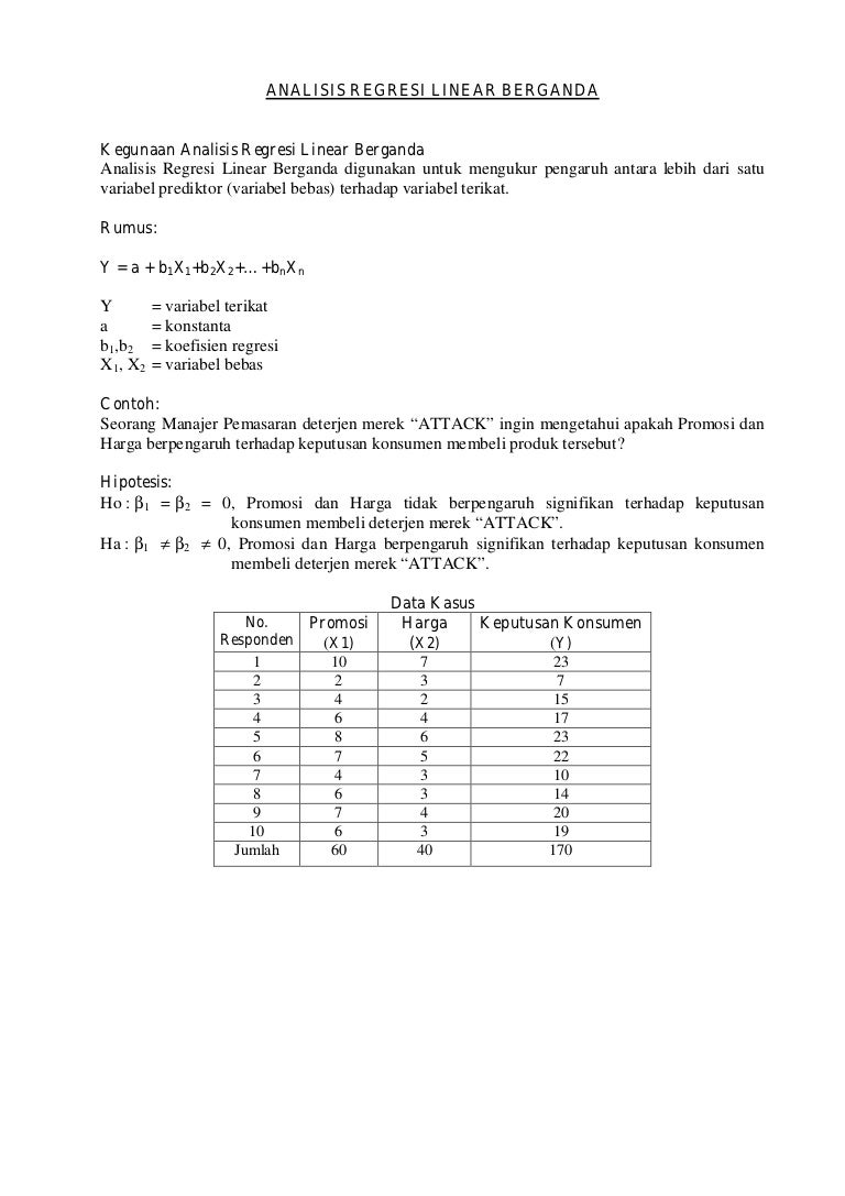Analisis Regresi Linear Berganda