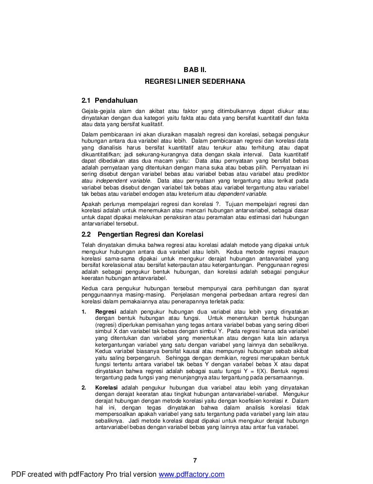 Analisis Regresi Linier Sederhana