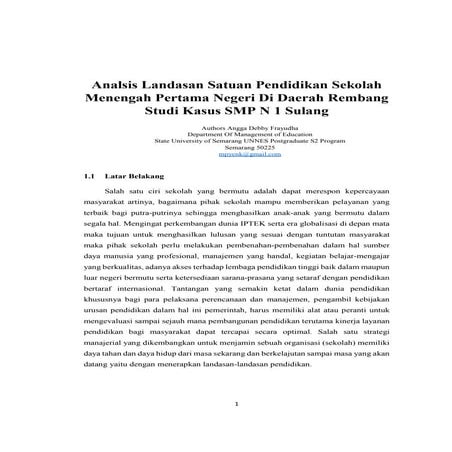 Analisis satuan pendidikan di rembang