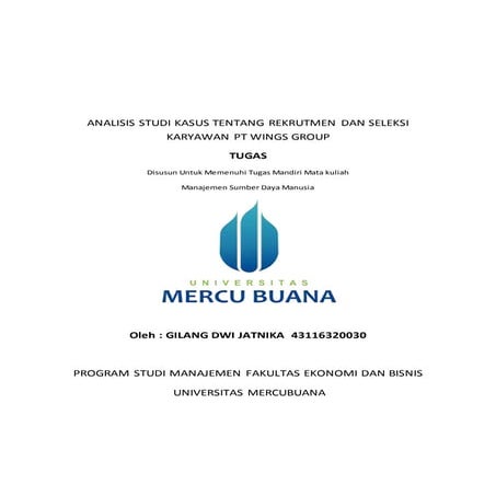Analisis studi kasus tentang rekrutmen dan seleksi pt  wings group