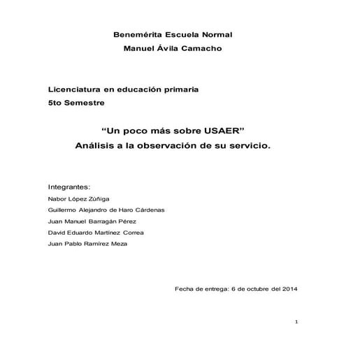 Informe de observación a USAER