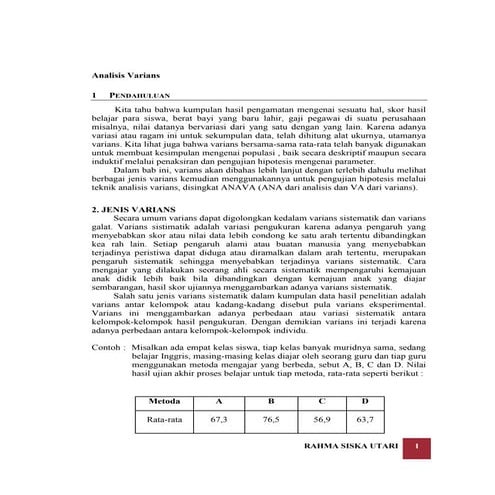 Makalah Analisis varians