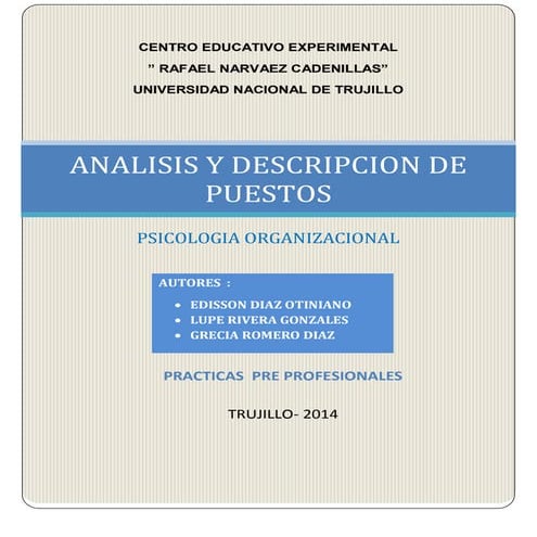 Analisis y Descripcion de Puestos C.E.E "Rafael Narvaez Cadenillas" Universid...