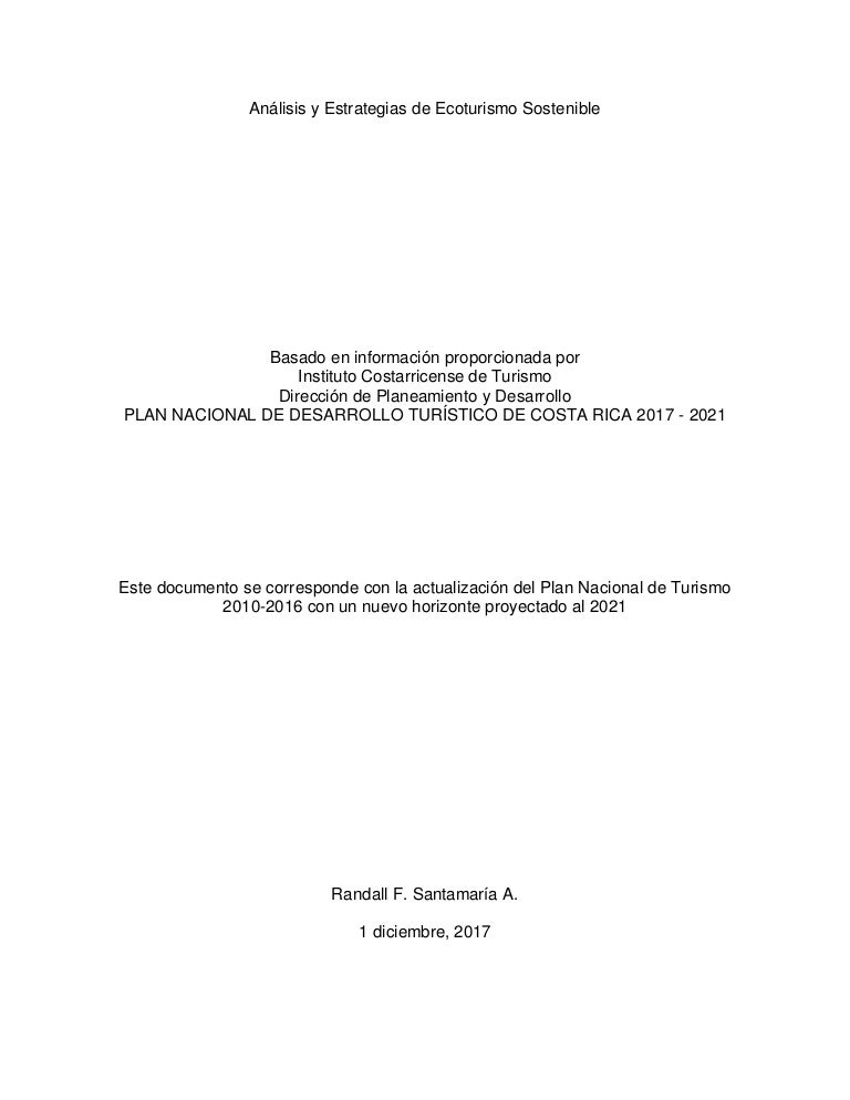Analisis Y Estrategias De Ecoturismo Sostenible