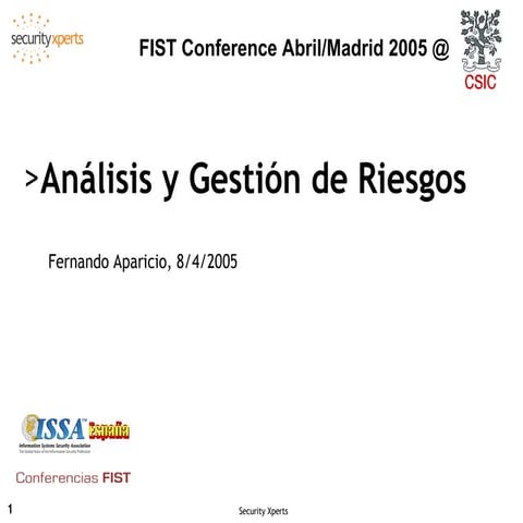 Gestion de la Seguridad y Riesgo en Pymes | PPTX