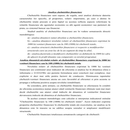 Analiza cheltuielilor financiare