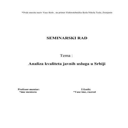 Analiza kvaliteta javnih usluga u srbiji | DOC