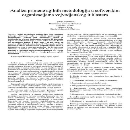 Analiza primene agilnih metodologija u softverskim organizacijama vojvodjansk...